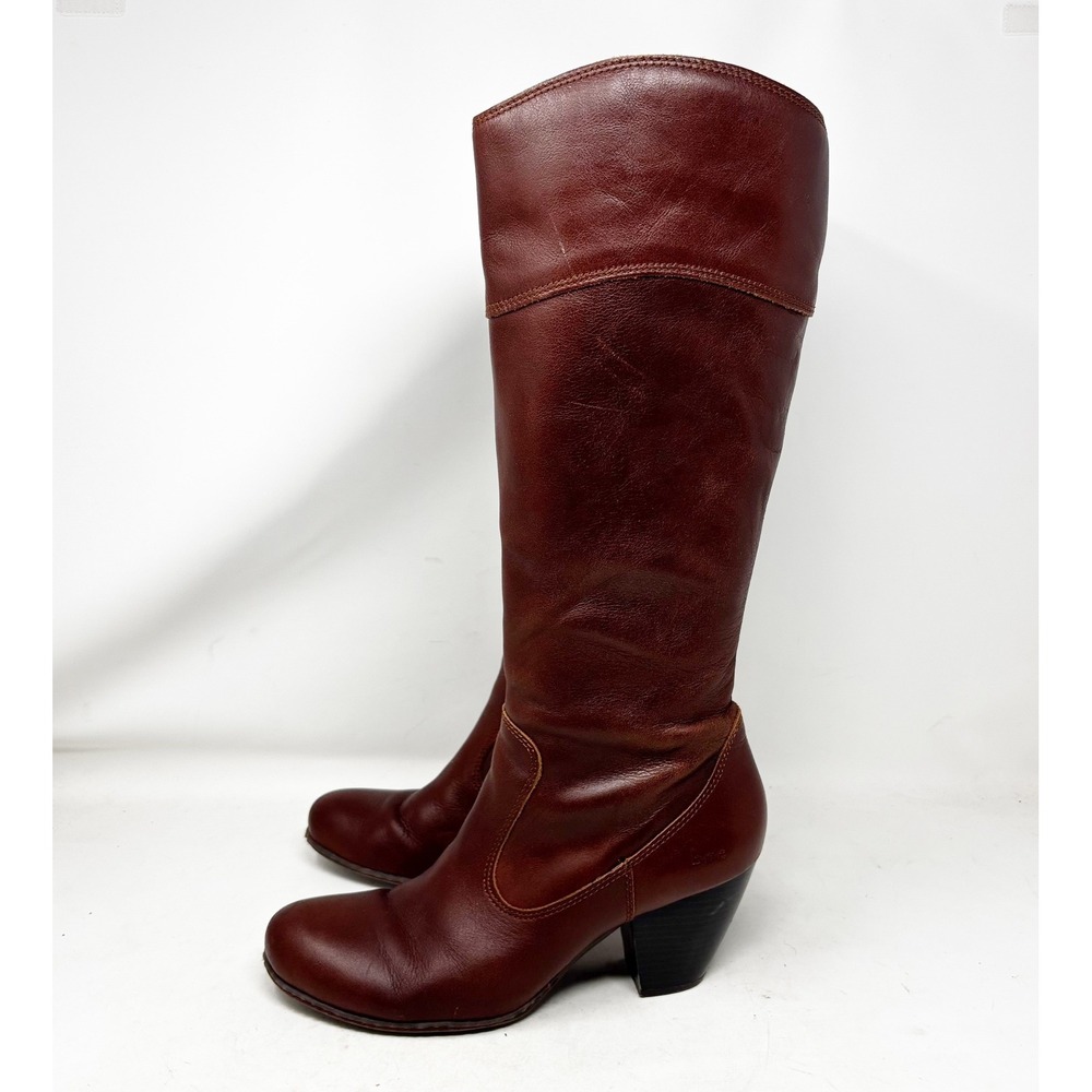 b.o.c. Born Concept Womens Brown Leather Tall Knee High Boots Size 9/40.5